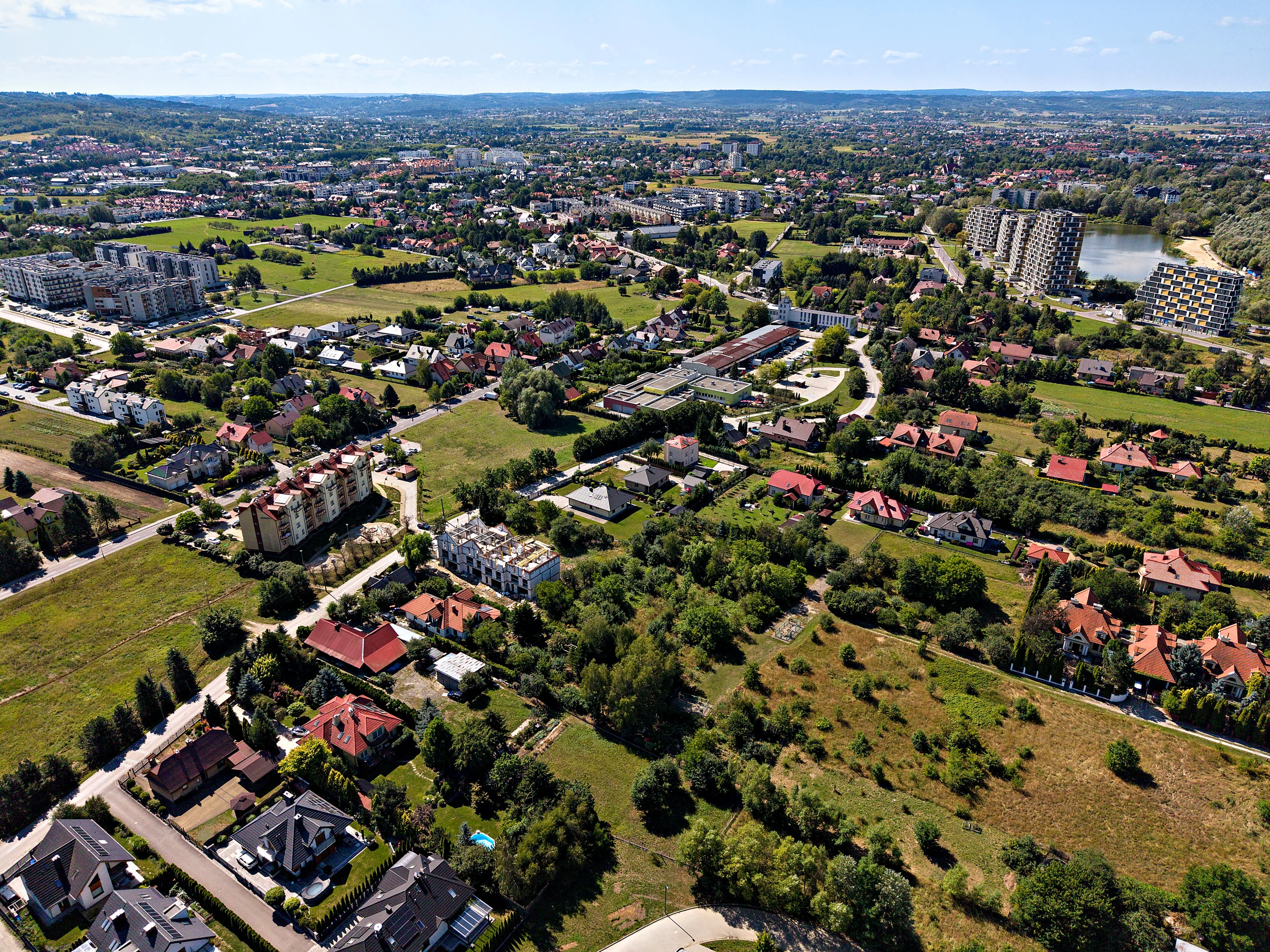 Drabinianka Rzeszow, zabudowa jednorodzinna i tereny rekreacyjne z lotu ptaka