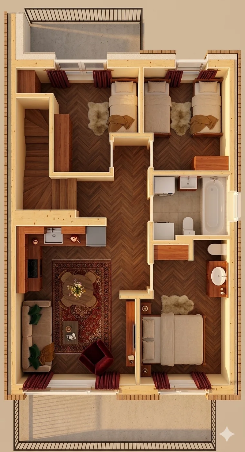 Wizualizacja 3D B3M2 — wariant 4