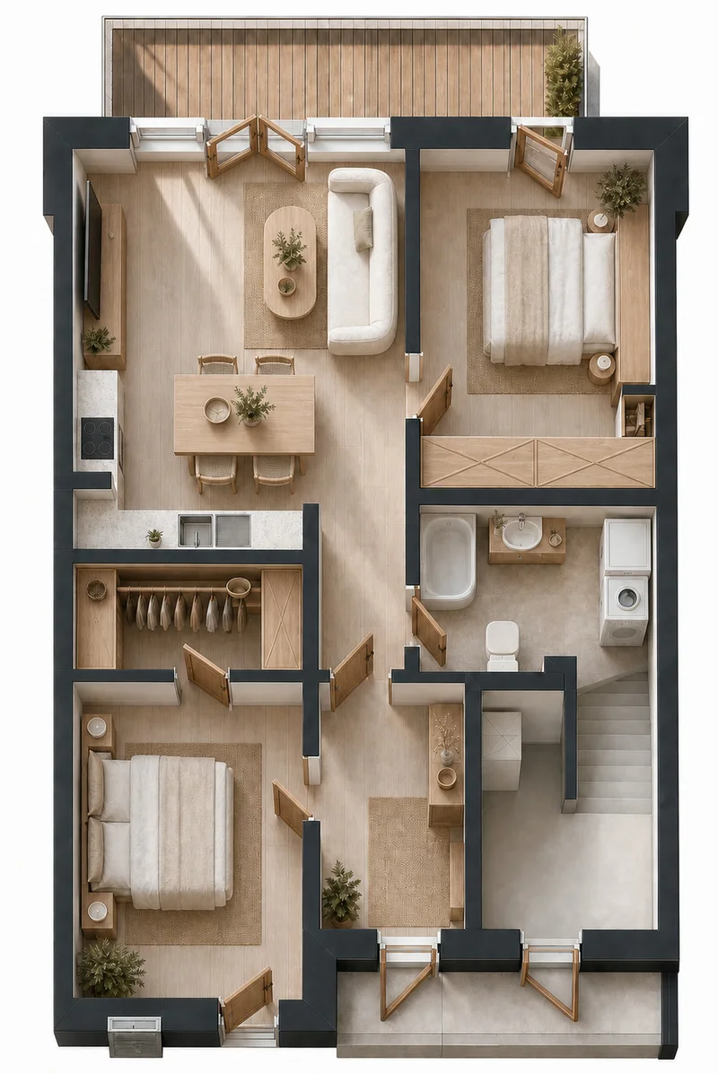 Wizualizacja 3D B1.M1 — wariant 3