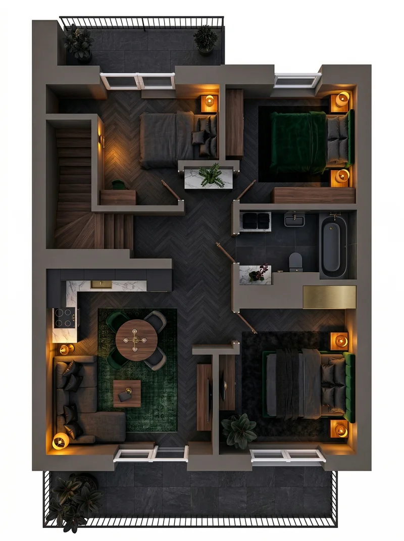 Wizualizacja 3D B3M2 — wariant 2